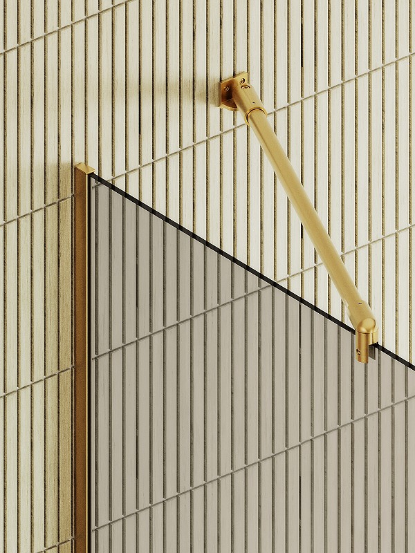 Душевая перегородка Maybah Glass MGD-727-3у 790x1950 в узком профиле Золото стекло бронзовое