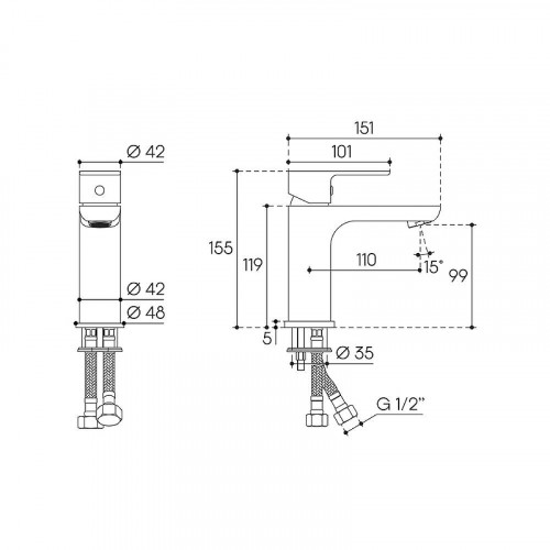 Смеситель для раковины Aqueduto Base M BAS0200 цвет Хром