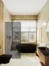 Душевая перегородка Maybah Glass MGD-735-3ш 890x1950 в широком профиле Золото стекло графитовое