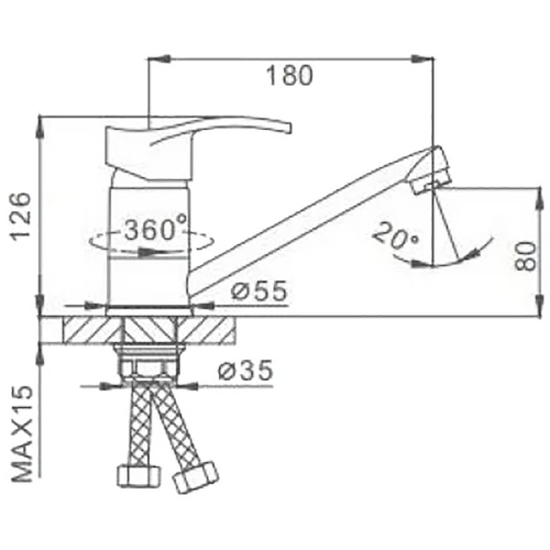 Смеситель для кухни Frap H70 F4570-2 Хром латунь
