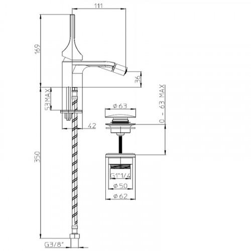 Смеситель для биде Bossini Apice E89601.073 Черный матовый латунь