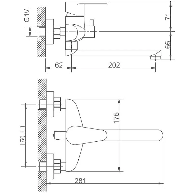 Смеситель для ванны Haiba HB60801-2 универсальный