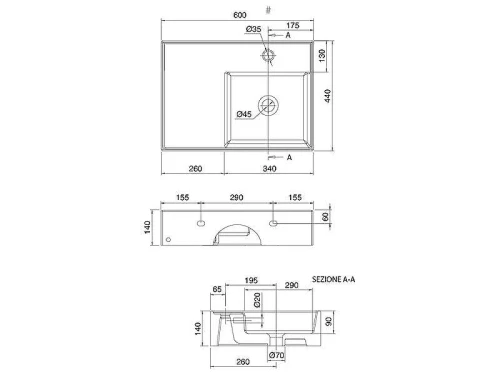 Раковина Scarabeo Teorema 2.0 60 R 5117 цвет Белый
