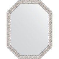 Зеркало Evoform Octagon 53x68 BY 7010 в багетной раме - Волна алюминий 46 мм стекло