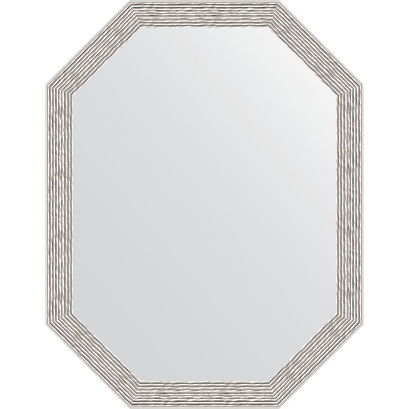 Зеркало Evoform Octagon 53x68 BY 7010 в багетной раме - Волна алюминий 46 мм стекло