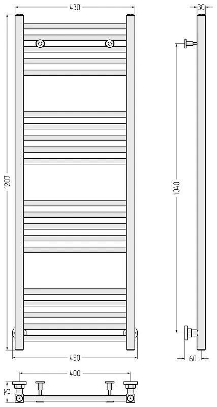 Водяной полотенцесушитель Сунержа Модус 120x40 15-0250-1240 цвет Тёмный титан муар
