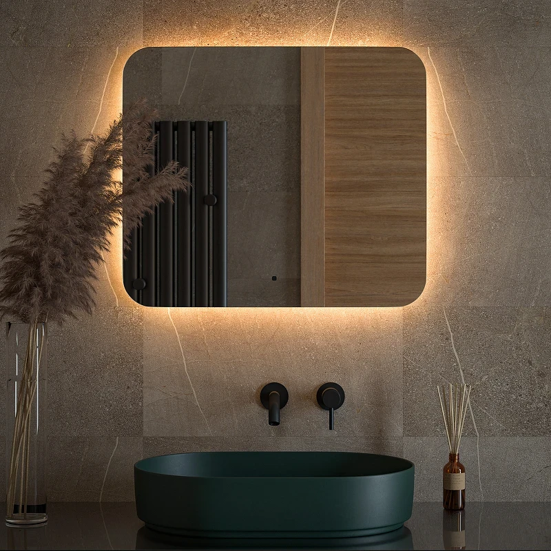 Зеркало Defesto Opti 70x60 DF 2816RH с подсветкой 23W-3000К/ИК - выключатель/Теплый белый свет