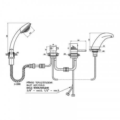 Смеситель на борт ванны Rav Slezak Dunaj Termostat DT271.5P с термостатом Хром латунь