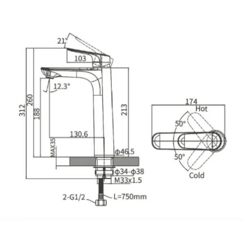 Смеситель для раковины Arrow AG4132CP цвет Хром