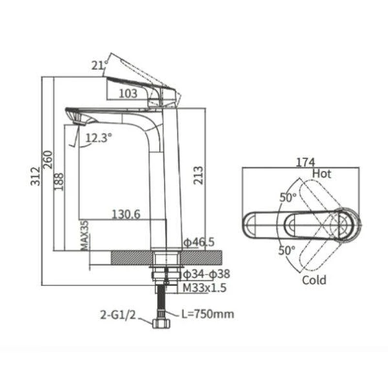Смеситель для раковины Arrow AG4132CP цвет Хром