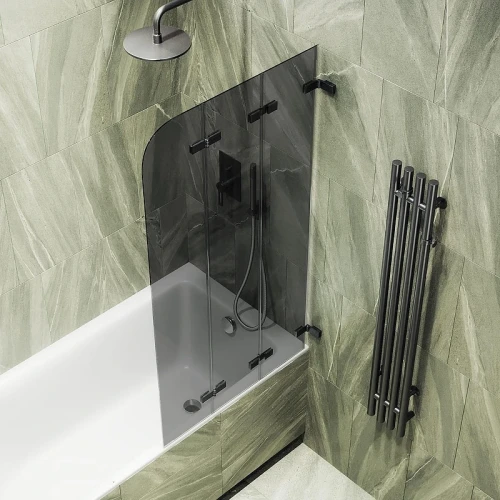 Шторка для ванны Maybah Glass MGV-583-6 750х1400 складная 3 секции Черный стекло графитовое