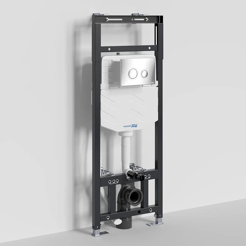 Инсталляция WasserKRAFT Alme 15TLT.010.ME.CH01 для унитаза с клавишей смыва Хром нержавеющая сталь