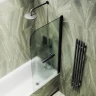 Шторка для ванны Maybah Glass MGV-781-6 600х1400 поворотная на монопетле с полотенцедержателем Черный стекло сатиновое