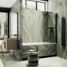 Шторка для ванны Maybah Glass MGV-781-6 600х1400 поворотная на монопетле с полотенцедержателем Черный стекло сатиновое