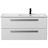 Тумба под раковину Cezares Eco-Cer-N 100 R ECO-CER-N-1000-2C-SO-BL-R подвесная Bianco Lucido без ручек МДФ / ЛДСП