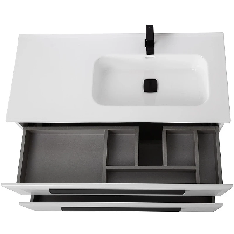 Тумба под раковину Cezares Eco-Cer-N 100 R ECO-CER-N-1000-2C-SO-BL-R подвесная Bianco Lucido без ручек МДФ / ЛДСП