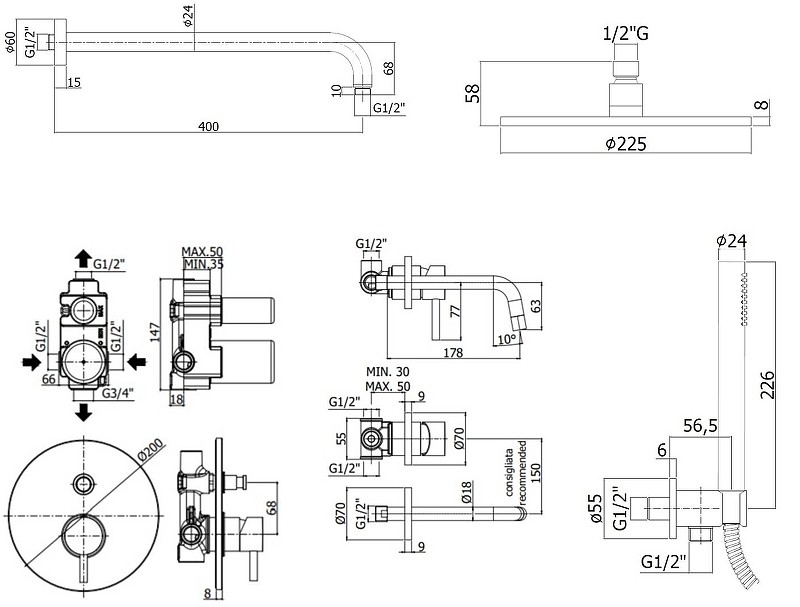Комплект смесителей Paffoni Light KITLIG015CR006 Хром латунь