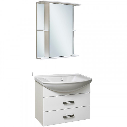 Зеркальный шкаф Runo Мадрид 60 R 00000000036 с подсветкой Белый МДФ / ЛДСП, стекло