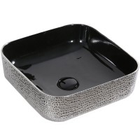 Раковина-чаша CeramaLux 38 D1303H020 Черная Серебро фаянс накладная