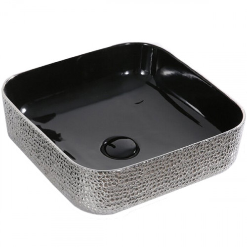 Раковина-чаша CeramaLux 38 D1303H020 Черная Серебро фаянс накладная