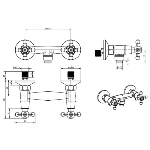 Смеситель для душа Boheme Camelia 274 Хром латунь на стену