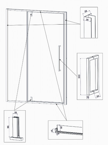 Душевая дверь Veconi Vianno VN-34B 120 VN34B-120-01-C7 профиль Черный матовый стекло прозрачное