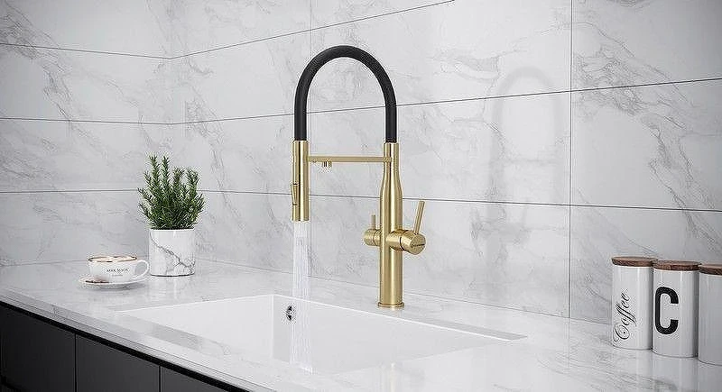 Смеситель для кухни KUCHENSTERN ELIT-FE 407GL40 цвет Золото