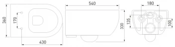 Комплект унитаза с инсталляцией Berges Ego XL Rimless 043201 с сиденьем Микролифт и клавишей смыва Хром фарфор подвесной