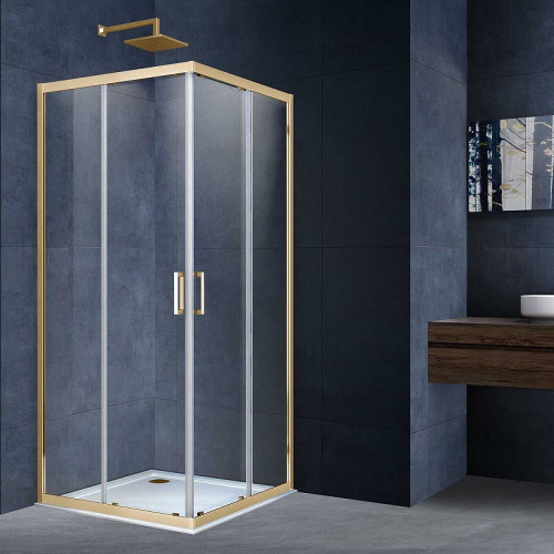 Душевой уголок Vincea Alpha 100x100 VSS-3AL100CLG профиль Брашированное золото стекло прозрачное