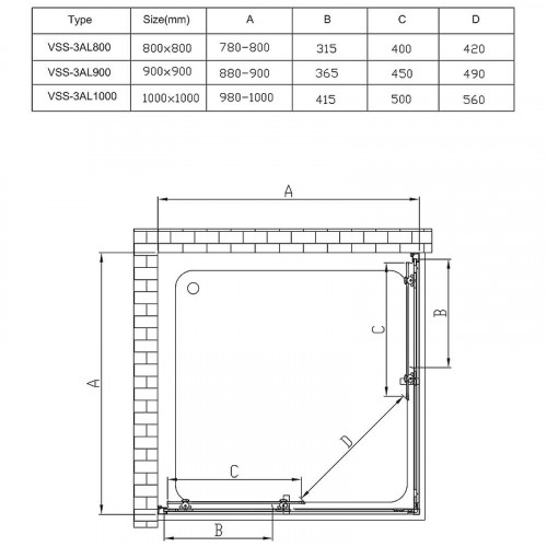 Душевой уголок Vincea Alpha 100x100 VSS-3AL100CLG профиль Брашированное золото стекло прозрачное
