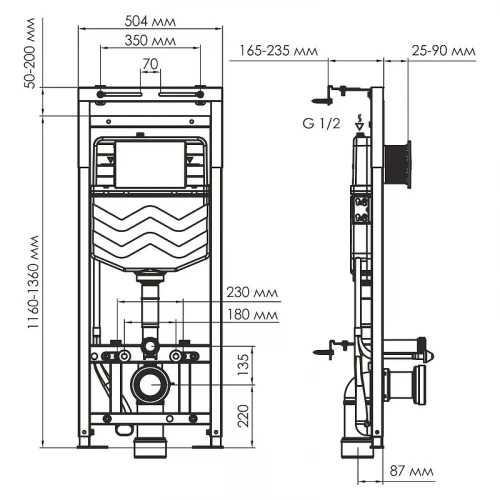 Инсталляция WasserKRAFT Alme 15TLT.010.ME.RG03 для унитаза с клавишей смыва цвет Розовое золото