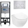 Комплект унитаза с инсталляцией WeltWasser AMBERG 506 + MERZBACH 043 GL-WT + AMBERG RD-MT CR 10000011304 цвет Белый глянцевый с сиденьем Микролифт и клавишей смыва цвет Хром матовый
