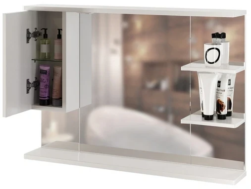 Зеркало со шкафом Mixline Этьен 100 L 540873 с подсветкой Белое