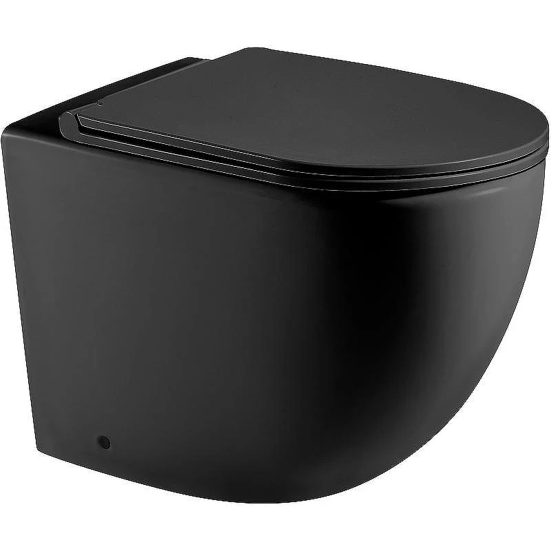 Комплект унитаза со смывным бачком WeltWasser Amberg 404 / Merzbach 002 MT-BL / Amberg RD-WT 10000011793 цвет Черный матовый с сиденьем Микролифт и клавишей смыва цвет Белый