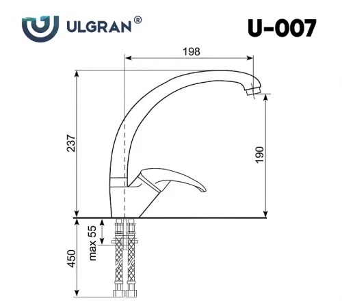 Смеситель для кухни Ulgran Classic U-007-342 Графит латунь