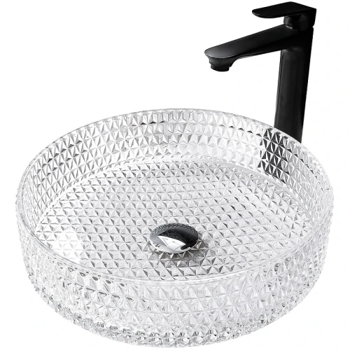 Раковина-чаша Abber Glas 40 AK2301 прозрачная стекло накладная