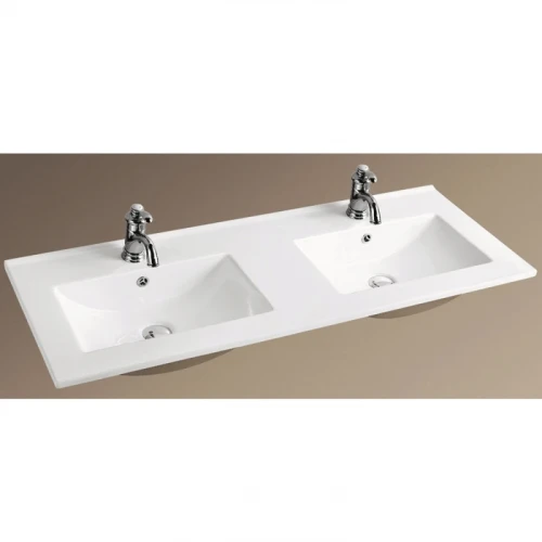 Раковина WeltWasser Deilbach 7506 120 10000003906 двойная Белый глянец фаянс полувстраиваемая
