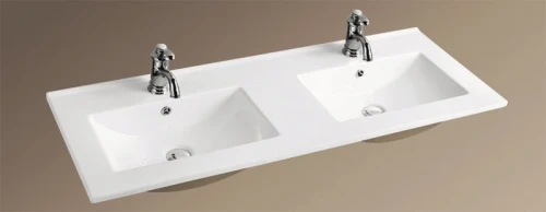 Раковина WeltWasser Deilbach 7506 120 10000003906 двойная Белый глянец фаянс полувстраиваемая