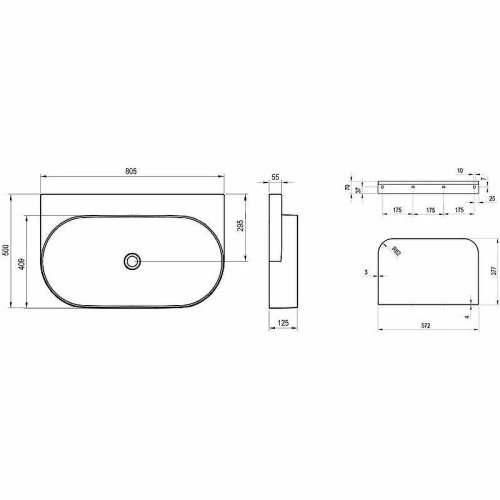 Раковина Ravak Yard 80 XJX01080000 Белая фарфор подвесная