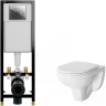 Комплект унитаза Damixa Jupiter DX77C1738SC с инсталляцией Cersanit Black 35 S-IN-BLACK-Cg-w с сиденьем Микролифт и клавишей смыва Хром фарфор подвесной