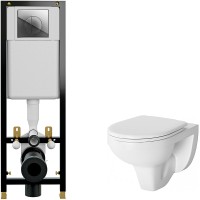 Комплект унитаза Damixa Jupiter DX77C1738SC с инсталляцией Cersanit Black 35 S-IN-BLACK-Cg-w с сиденьем Микролифт и клавишей смыва Хром фарфор подвесной