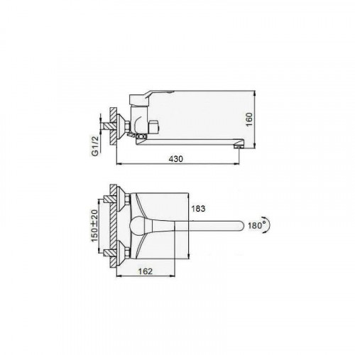 Смеситель для ванны D-Lin D146403 универсальный цвет  Хром