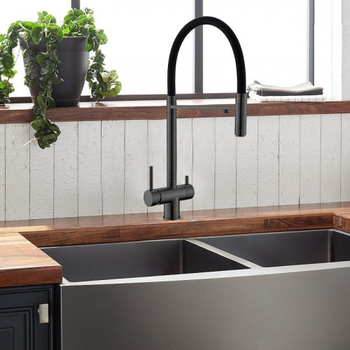 Смеситель для кухни WesnaArt Eko EKO05-160GunMetal Оружейная сталь Черный