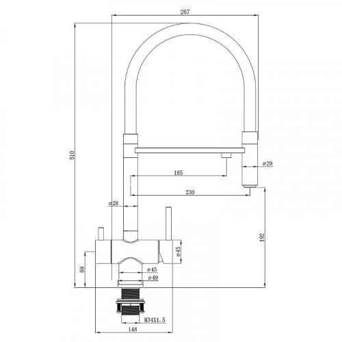 Смеситель для кухни WesnaArt Eko EKO05-160GunMetal Оружейная сталь Черный