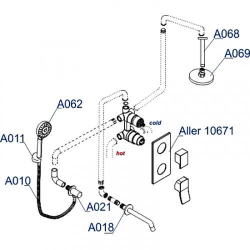 Душевая система WasserKRAFT Aller A171668 Хром латунь встраиваемый