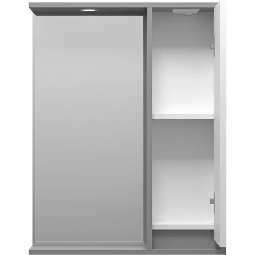Зеркало со шкафом Brevita Balaton 65 R BAL-04065-01-01П с подсветкой Белое матовое Серое матовое МДФ / ЛДСП, стекло