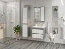 Зеркало со шкафом Brevita Balaton 65 R BAL-04065-01-01П с подсветкой Белое матовое Серое матовое МДФ / ЛДСП, стекло
