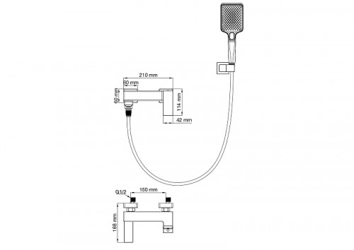 Смеситель для ванны Wonzon &amp; Woghand Cube 2.0 WW-88037068-MB цвет Черный матовый