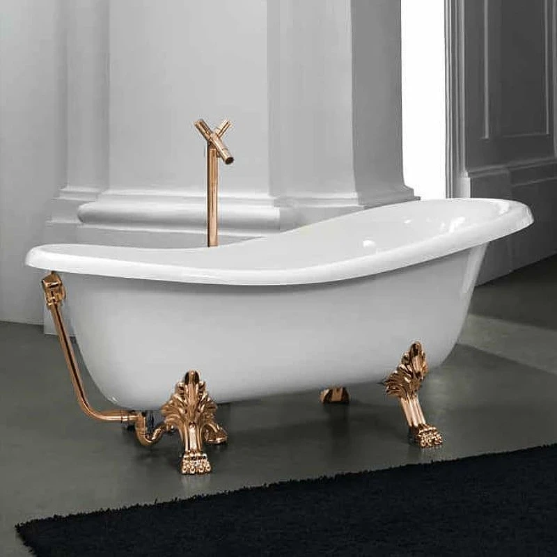 Акриловая ванна Artceram Hermitage 170x80 HEW00173 цвет Белый ножки Золото