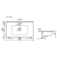 Раковина Ceramicanova Element 80 CN7005MB Черная матовая фарфор полувстраиваемая
